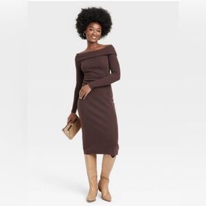 Universal threads twisted cowl neck, off the shoulder, knit midi dress XXL
